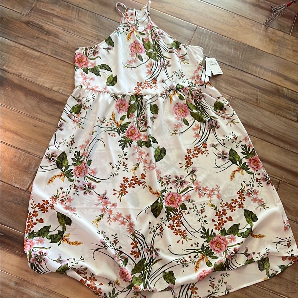 Abound Floral Dress with Pink and Green